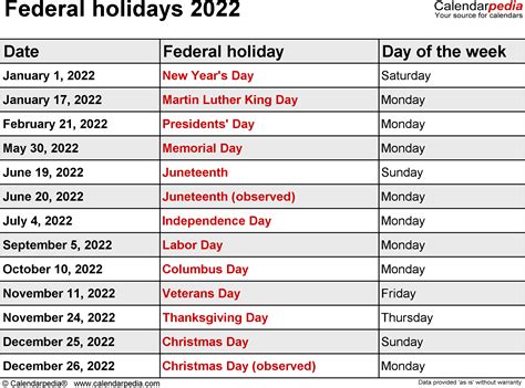 Pafan holiday cslendar 2022